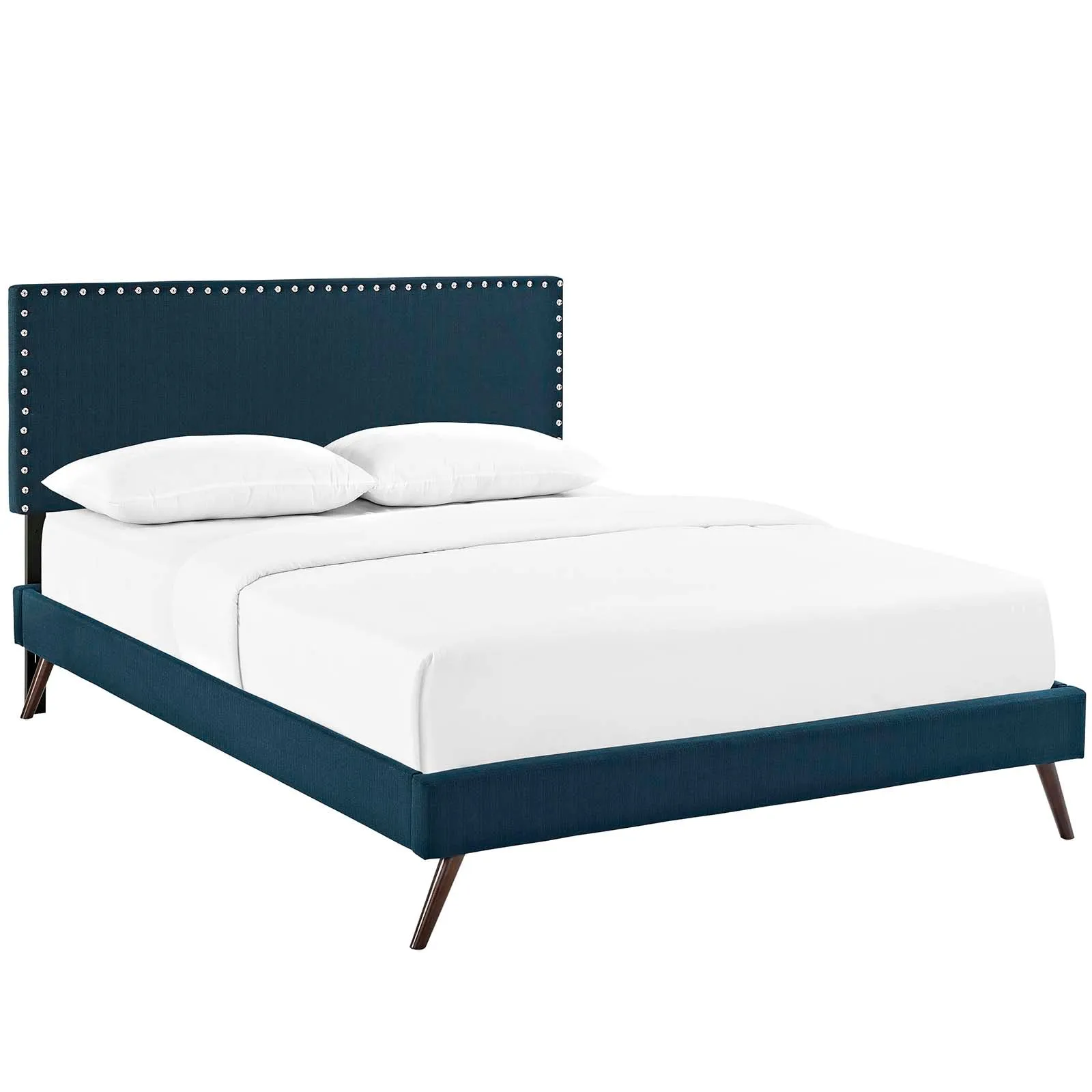 Macie Fabric Platform Bed with Round Splayed Legs