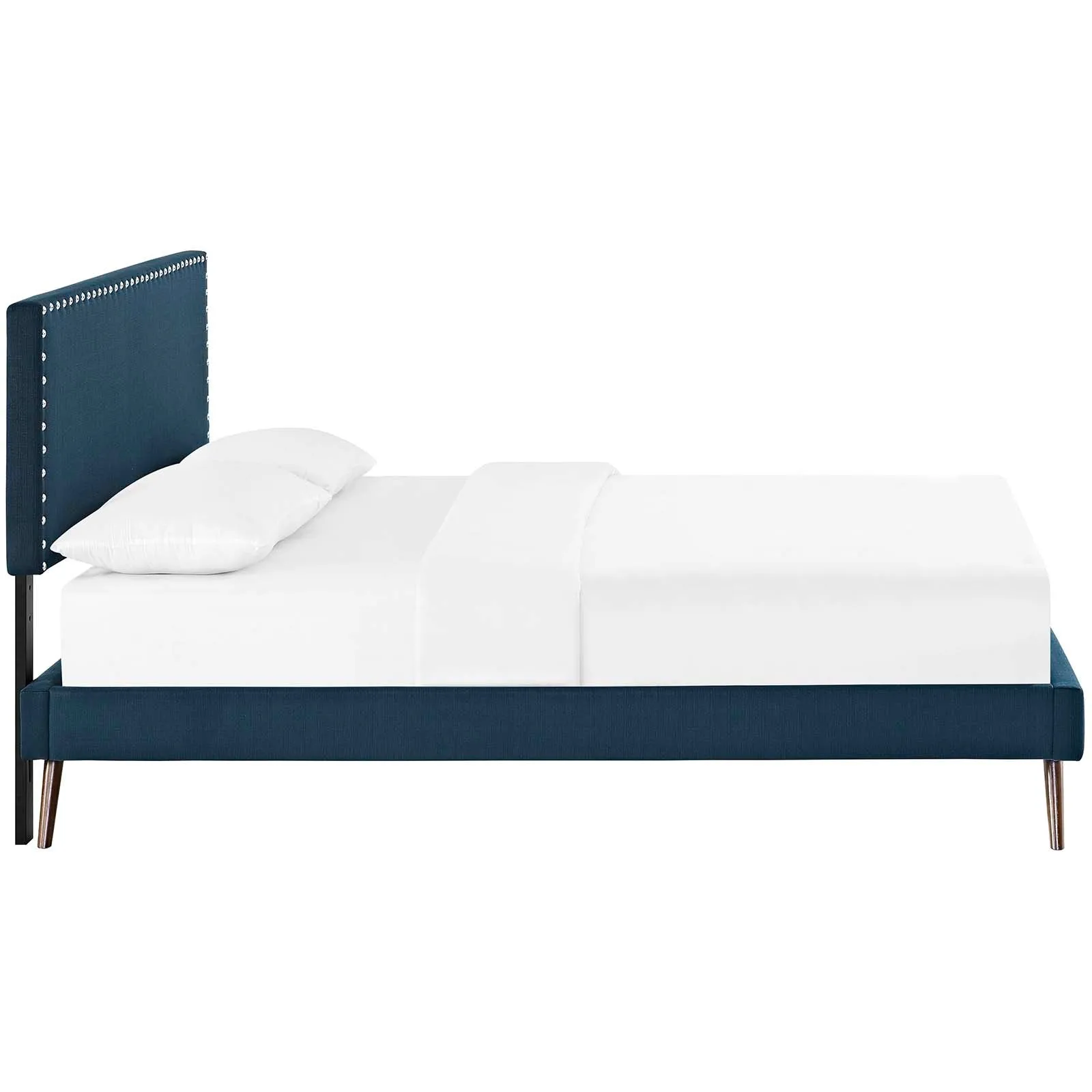 Macie Fabric Platform Bed with Round Splayed Legs