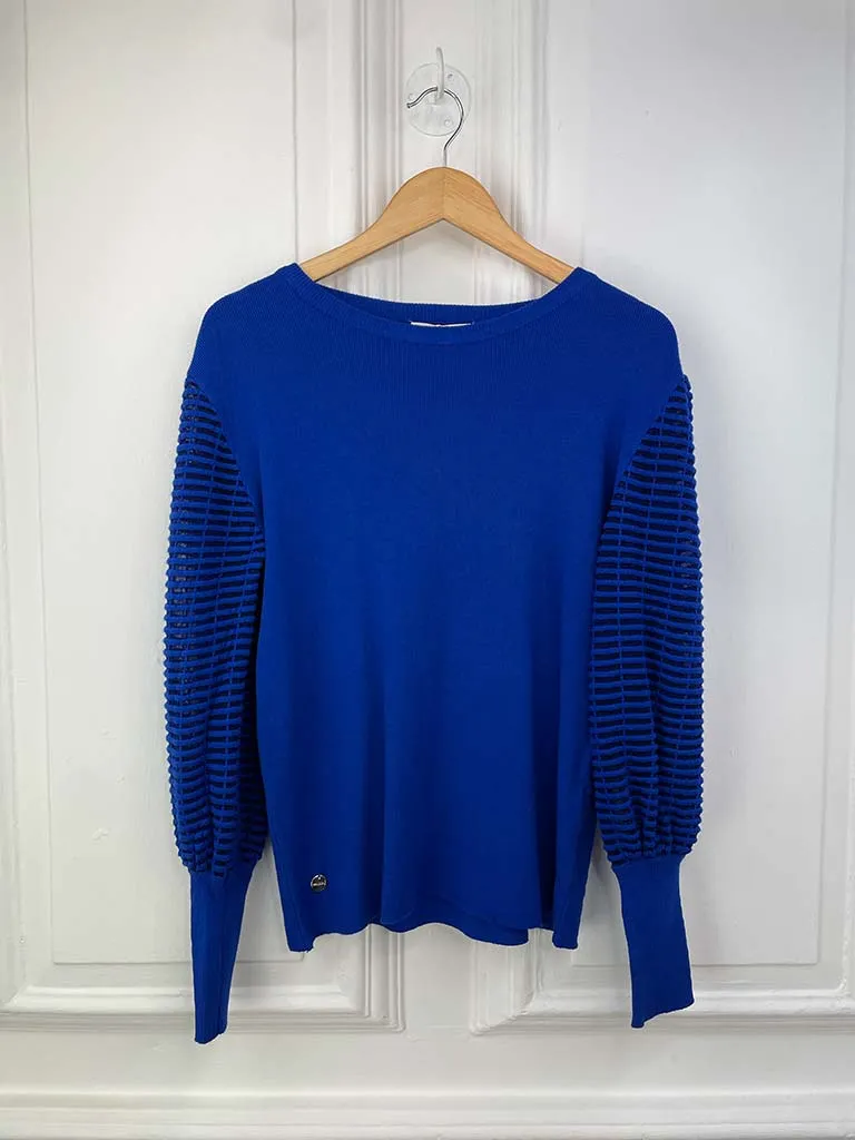 Malissa J Ladder Sleeve Knit - Cobalt