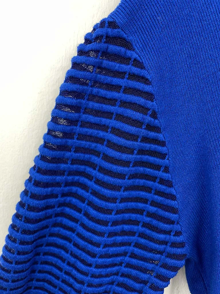 Malissa J Ladder Sleeve Knit - Cobalt