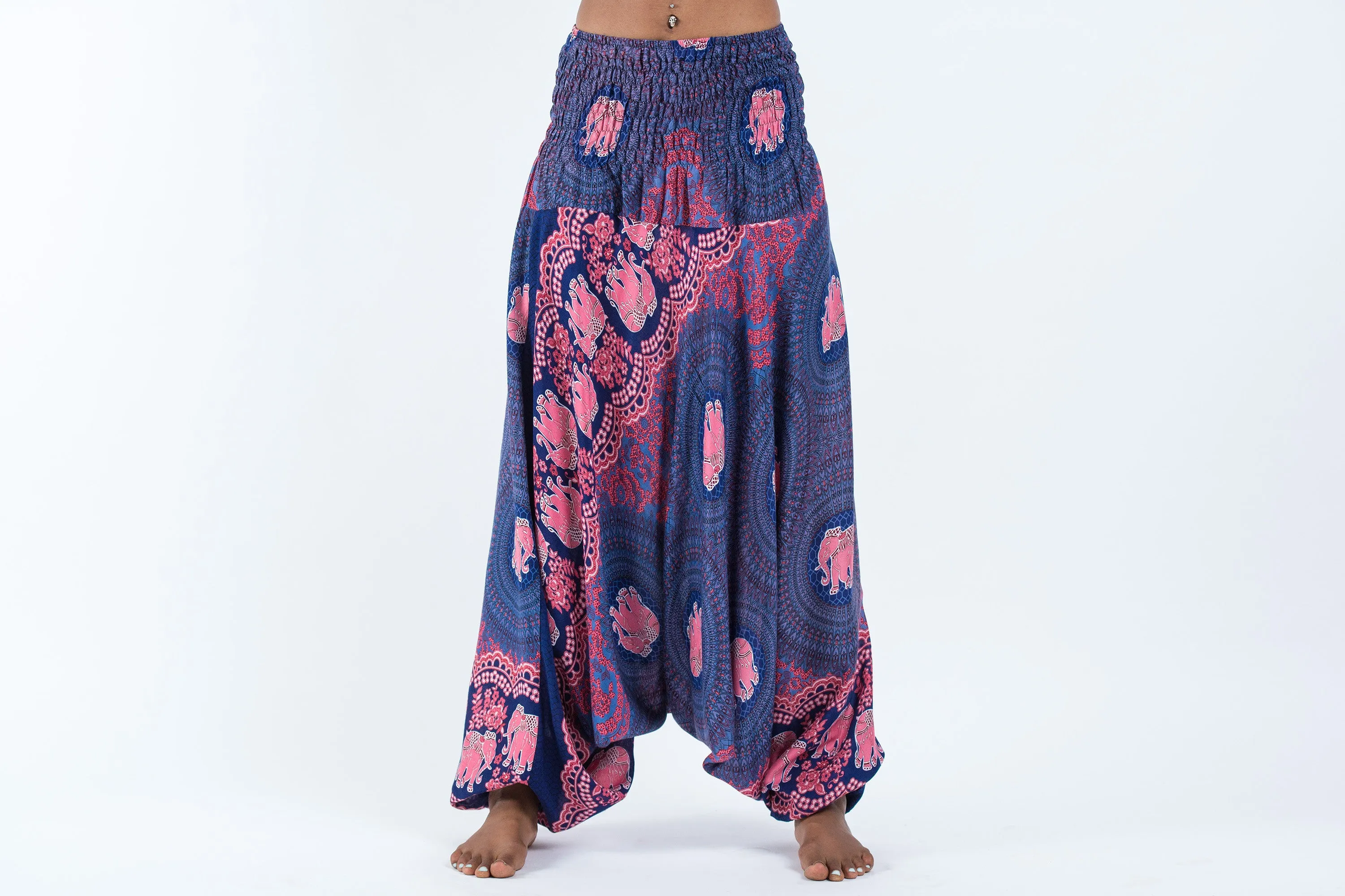 Mandala Elephant 2-in-1 Jumpsuit Elephant Pants in Blue