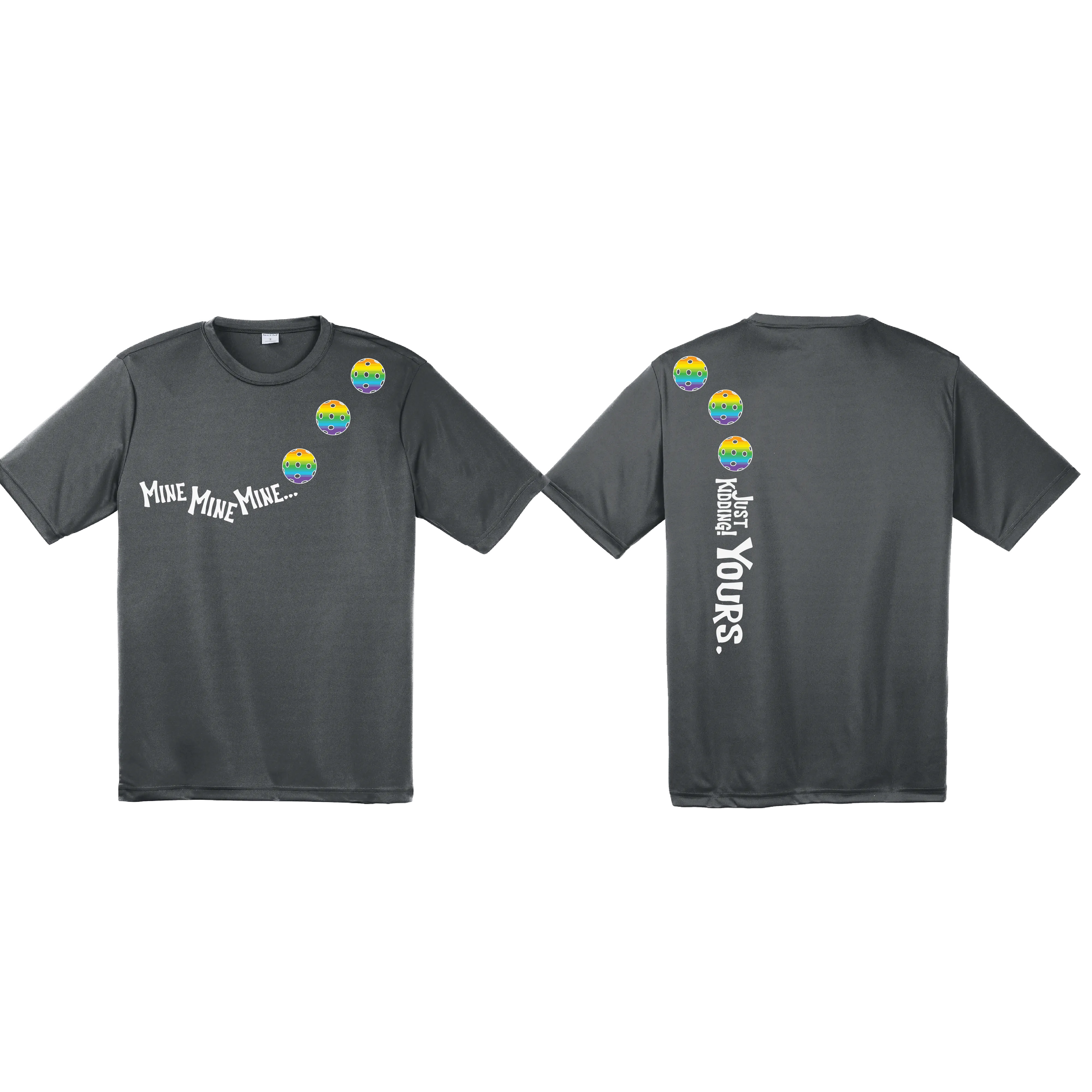 Mine JK Yours (Pickleball Colors Green Rainbow or Cyan) | Men's Short Sleeve Athletic Shirt | 100% Polyester