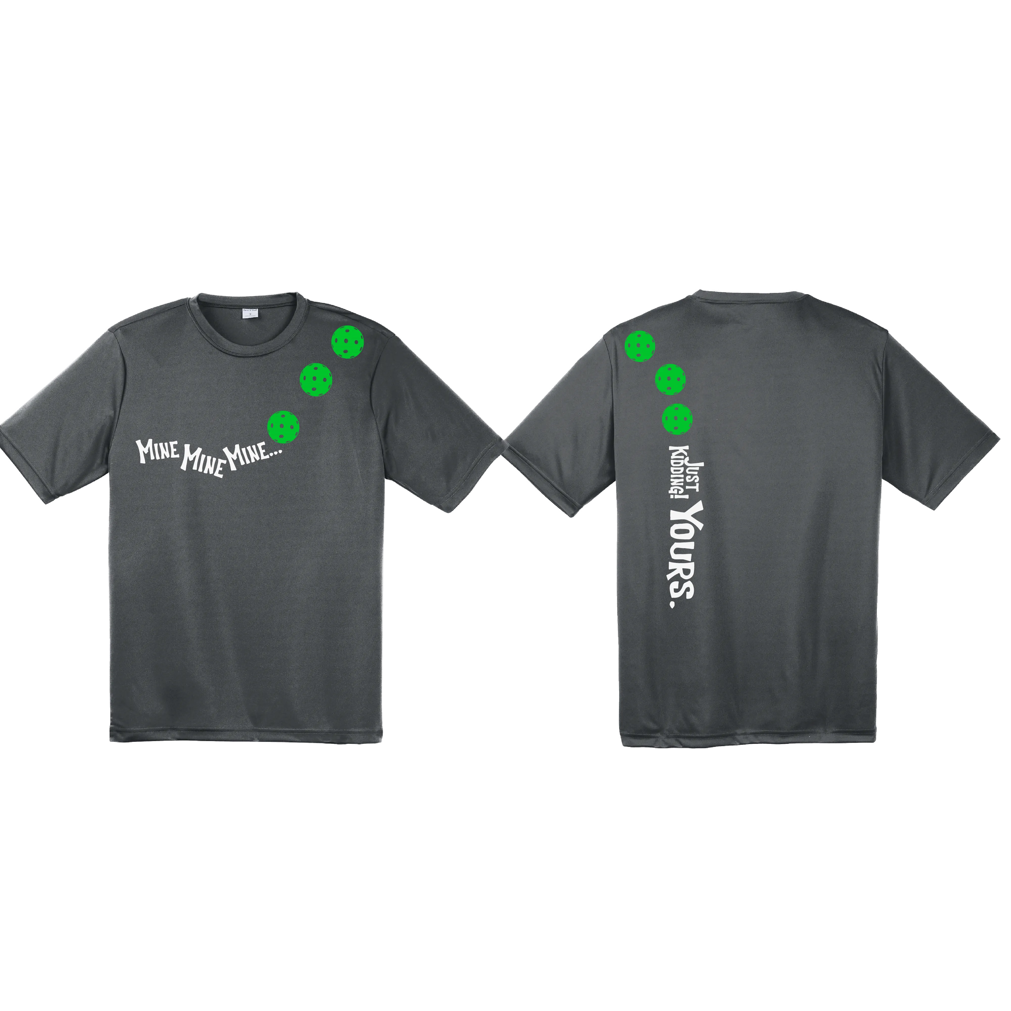 Mine JK Yours (Pickleball Colors Green Rainbow or Cyan) | Men's Short Sleeve Athletic Shirt | 100% Polyester