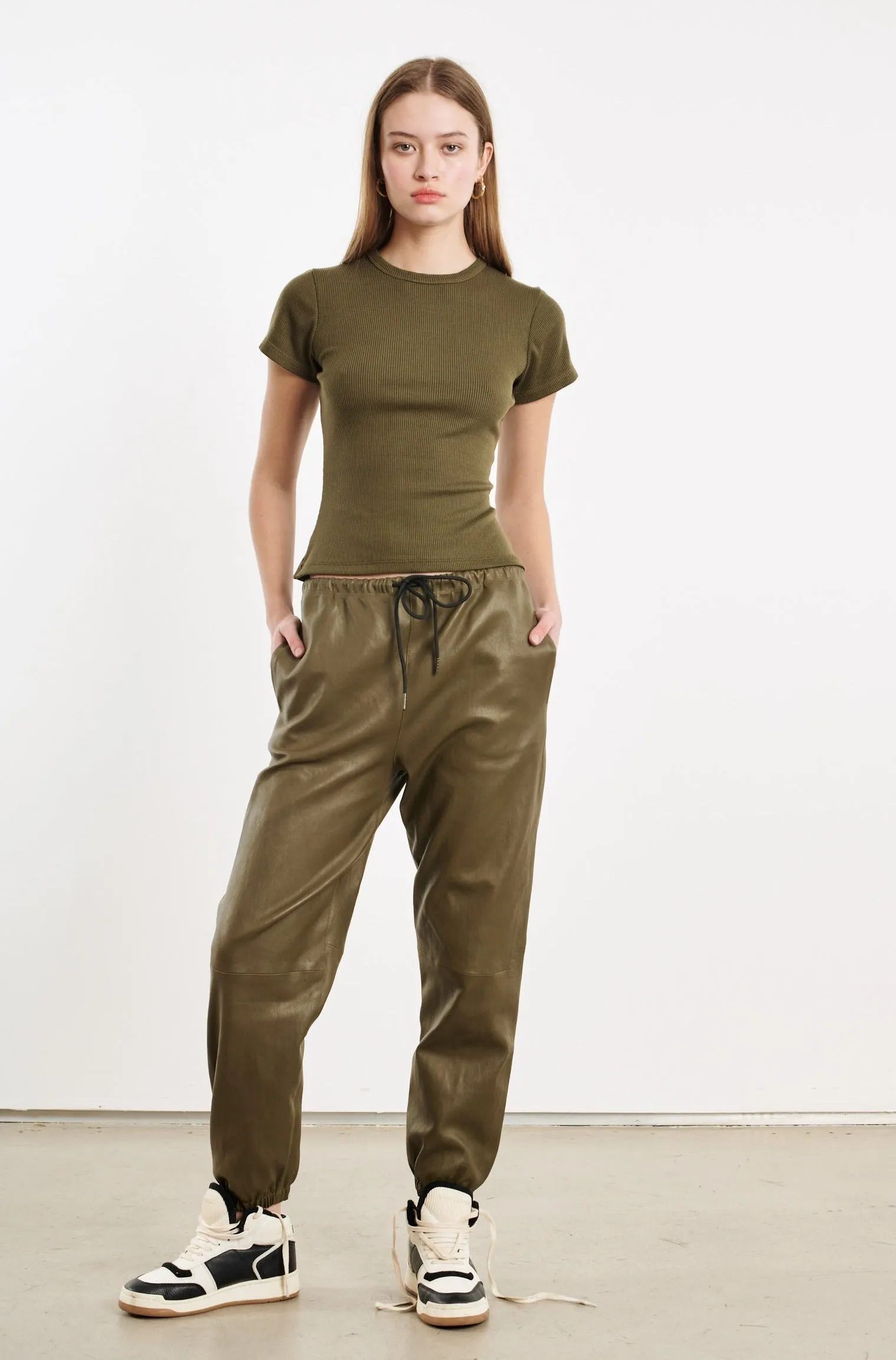 Moss Leather Drawstring Sweatpants