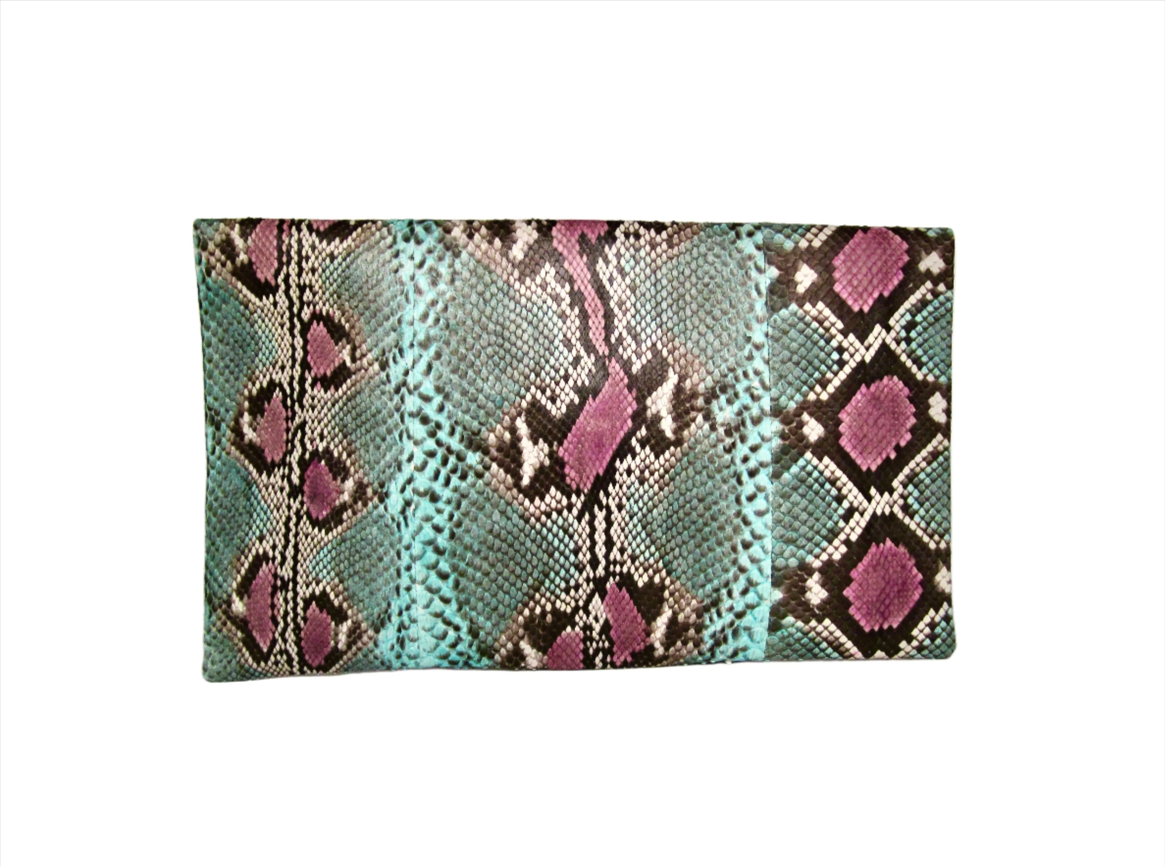 Multicolor Blue Purple Leather Clutch Bag