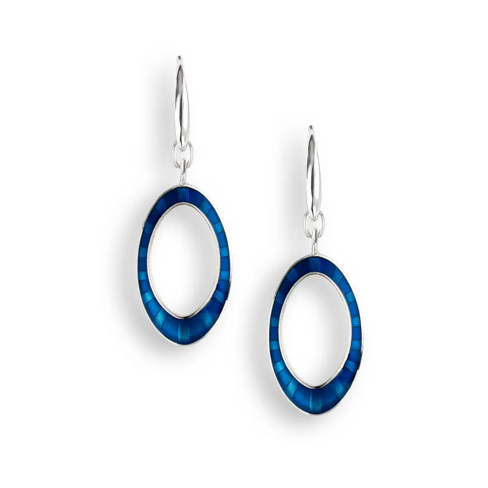 Nicole Bar Blue Enamel Oval Cut-Out Wire Earrings