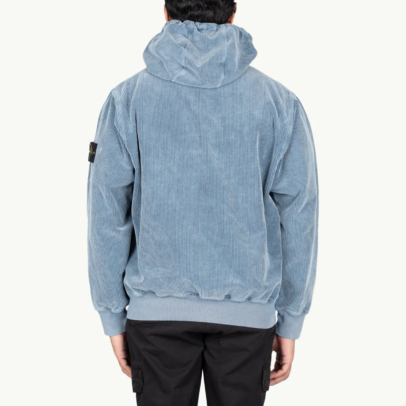 Overshirt Patch Hooded Corduroy Pullover - Mid Blue 4681