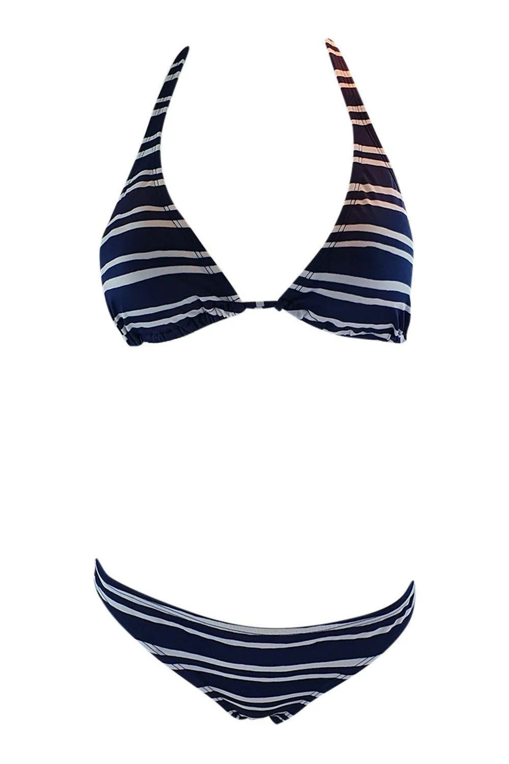 PILY Q Nautical Stripe Halter Neck Bikini (UK 10/12)