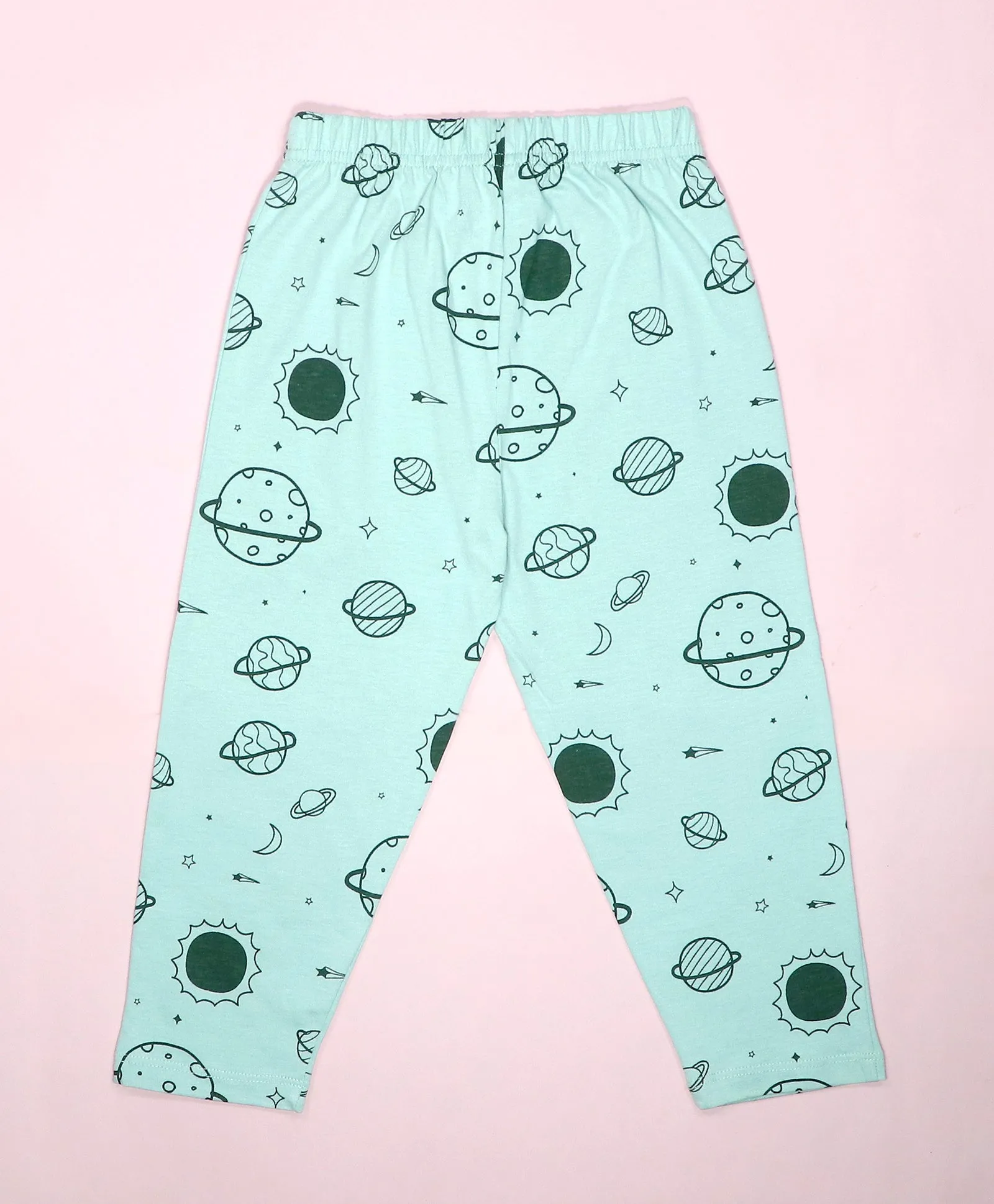 Planet Pattern Full Sleeves T-Shirt & Pajama Set