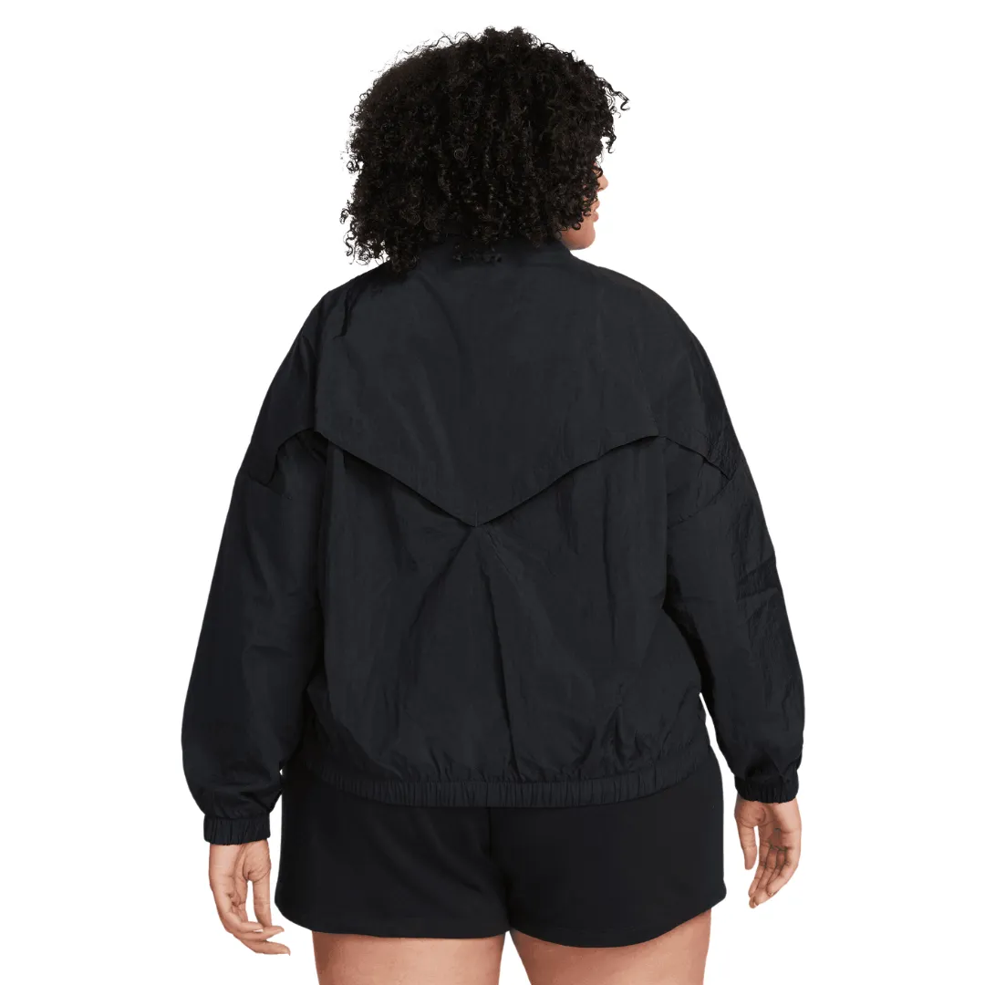 Plus - Women's Nike Sportswear Essential Windrunner - Black/Black/White