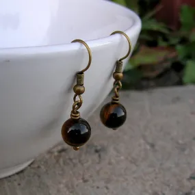 Prosperity, Genuine Tiger's Eye Gemstone Earrings