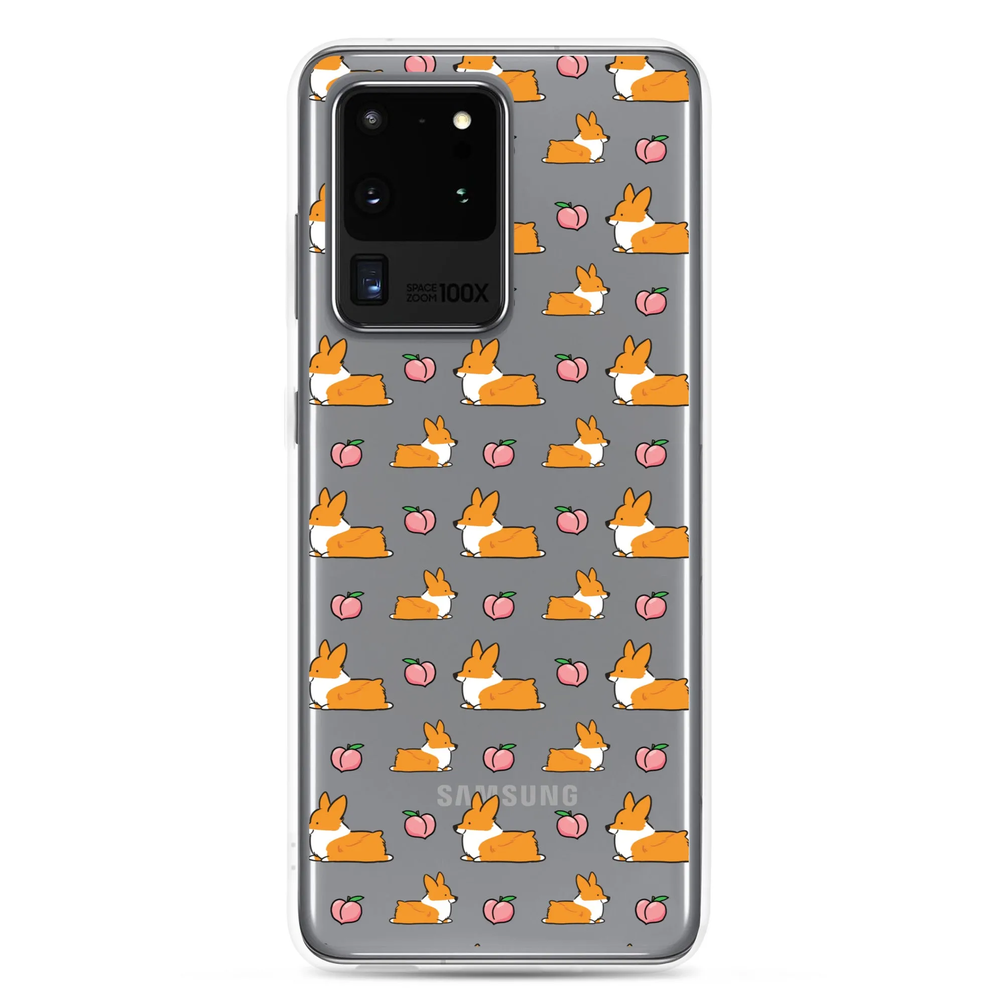 "Peach Sploot" Corgi Clear Samsung Phone Case