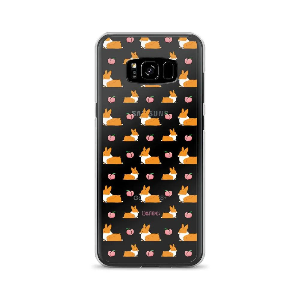 "Peach Sploot" Corgi Clear Samsung Phone Case