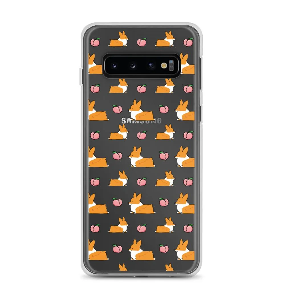 "Peach Sploot" Corgi Clear Samsung Phone Case