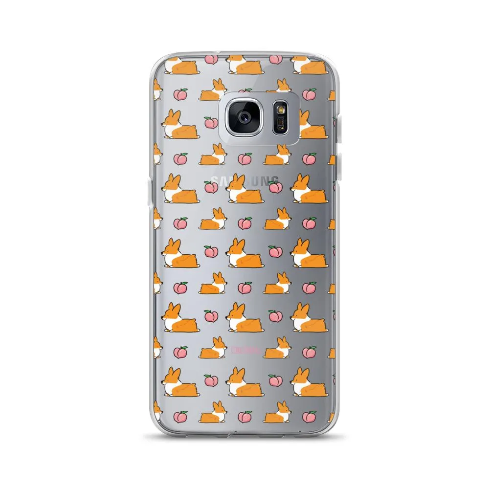 "Peach Sploot" Corgi Clear Samsung Phone Case