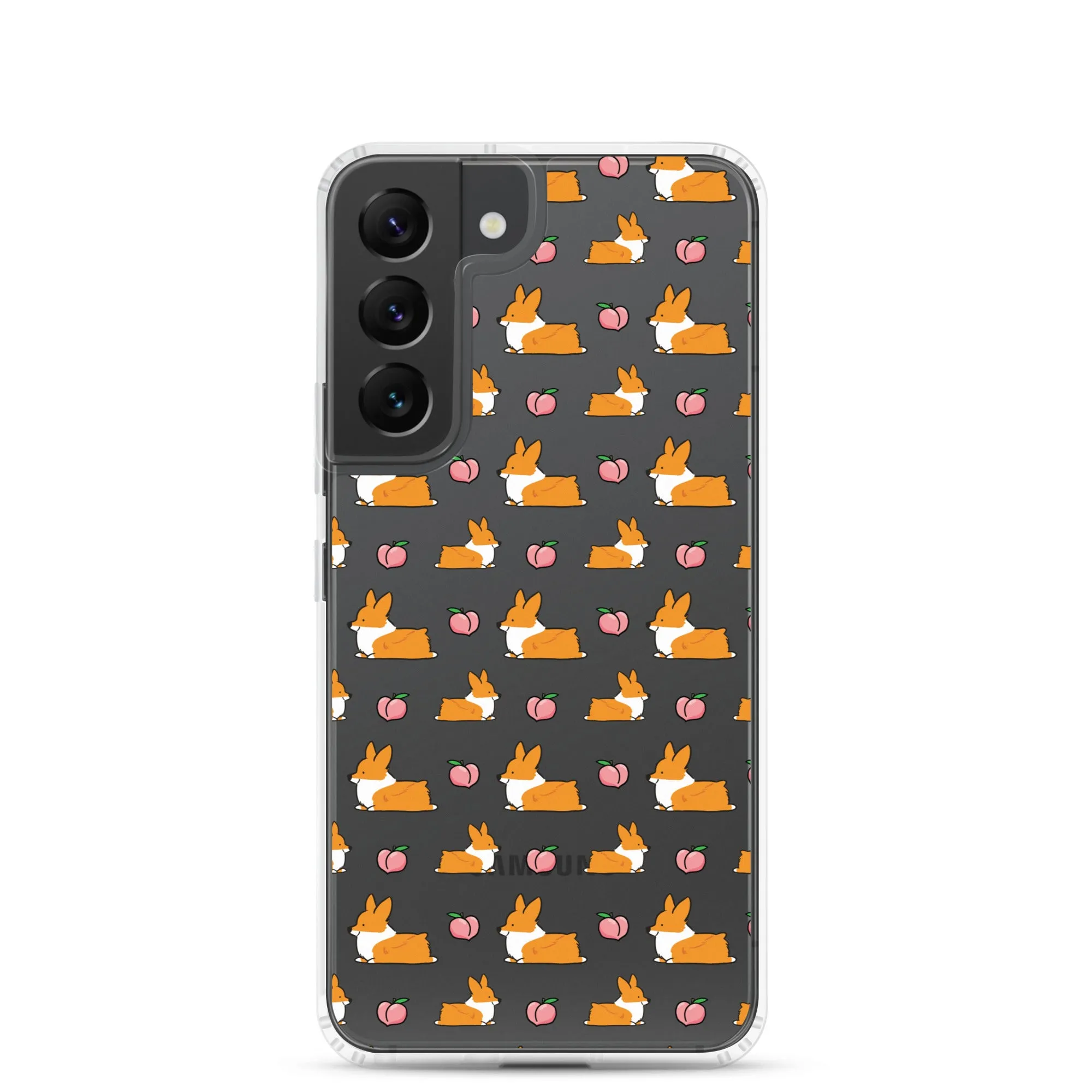 "Peach Sploot" Corgi Clear Samsung Phone Case