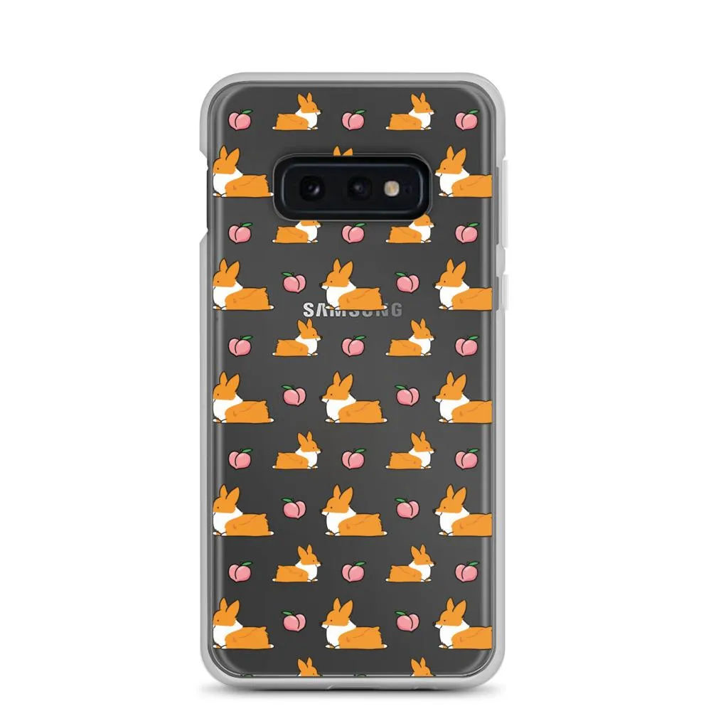 "Peach Sploot" Corgi Clear Samsung Phone Case