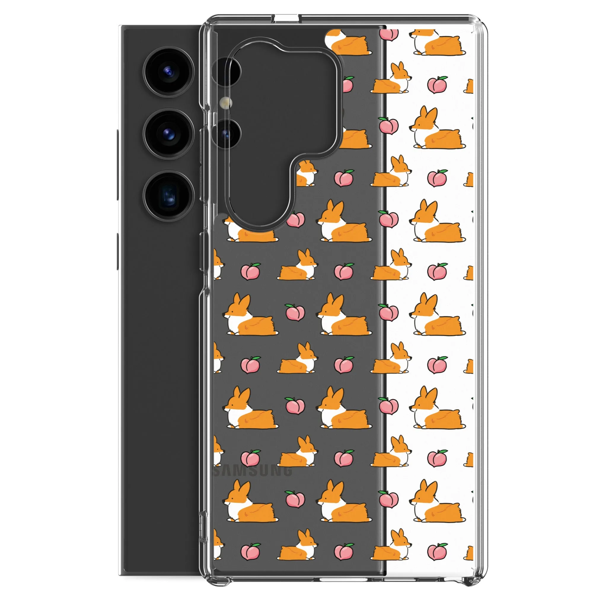 "Peach Sploot" Corgi Clear Samsung Phone Case