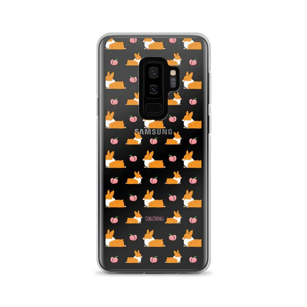 "Peach Sploot" Corgi Clear Samsung Phone Case