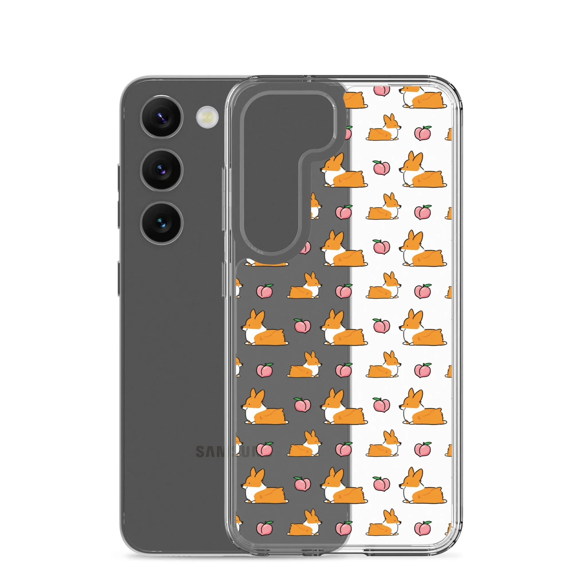 "Peach Sploot" Corgi Clear Samsung Phone Case