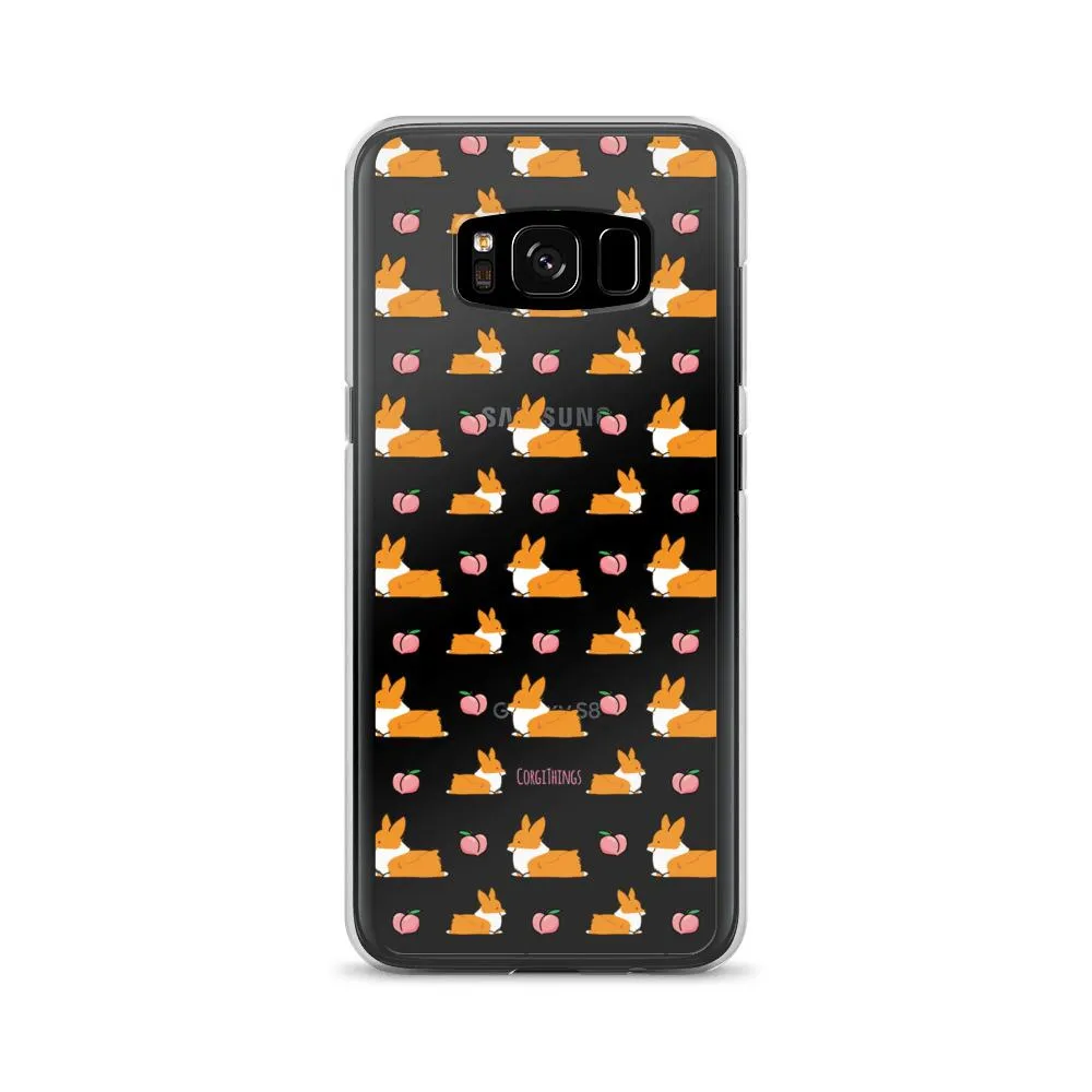 "Peach Sploot" Corgi Clear Samsung Phone Case