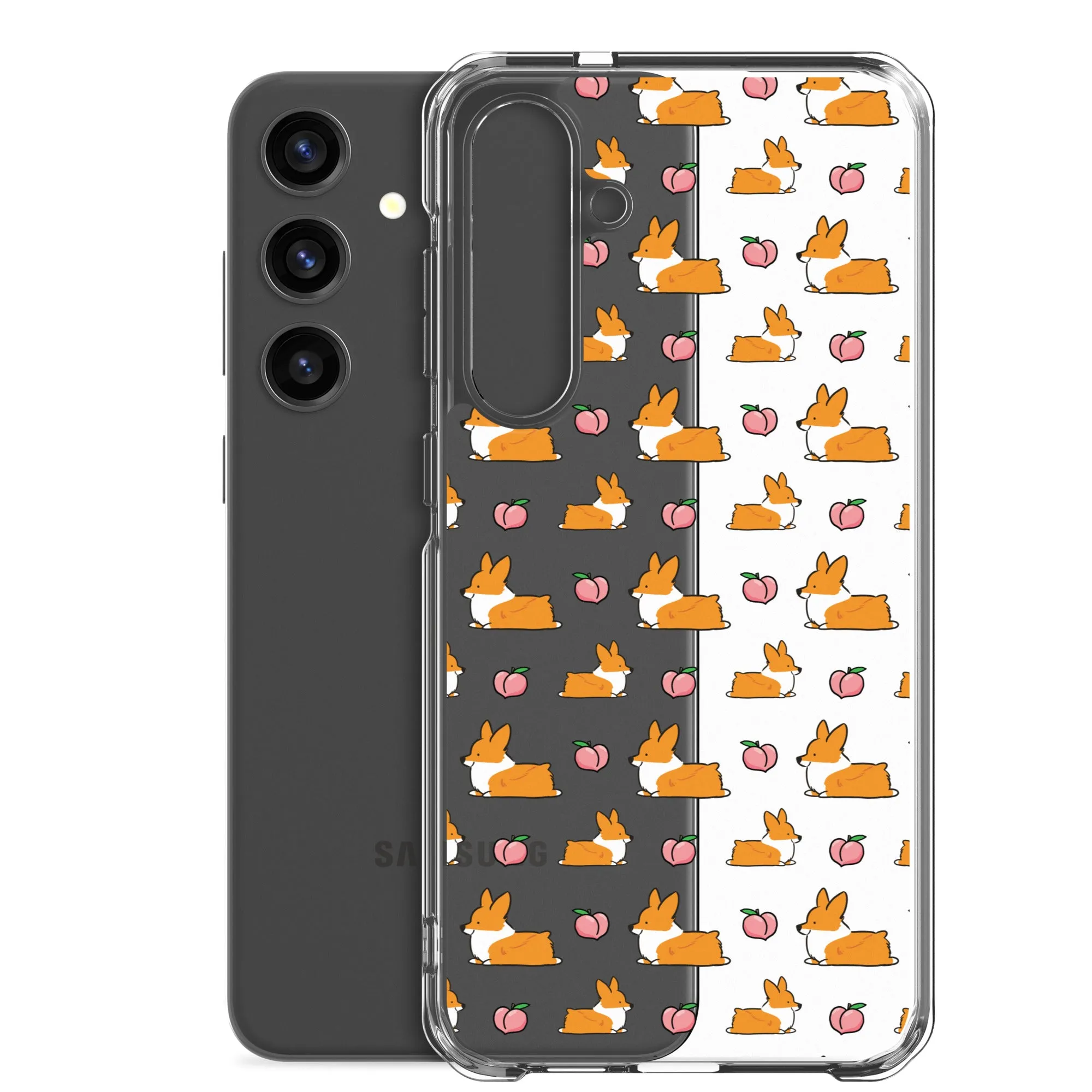 "Peach Sploot" Corgi Clear Samsung Phone Case