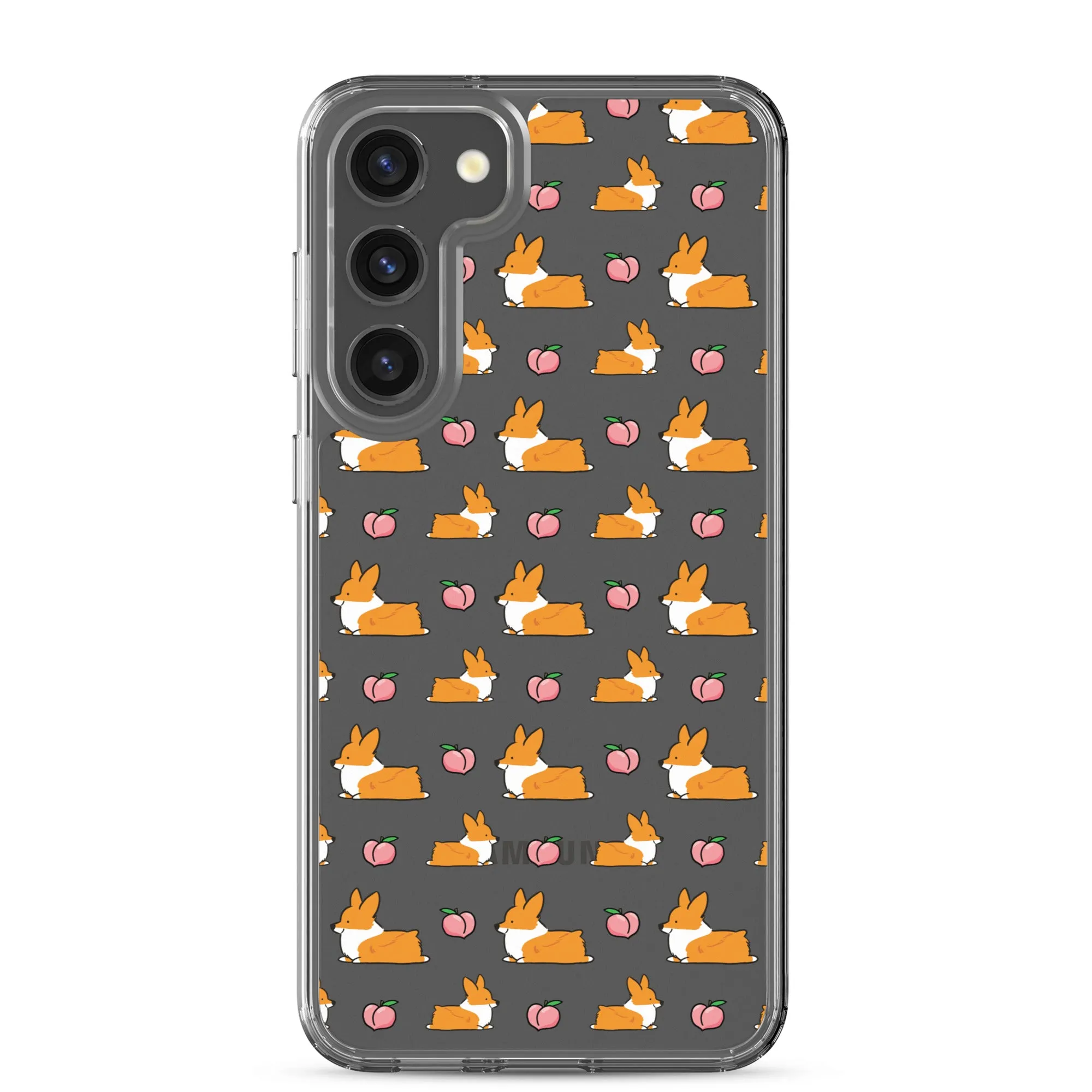 "Peach Sploot" Corgi Clear Samsung Phone Case