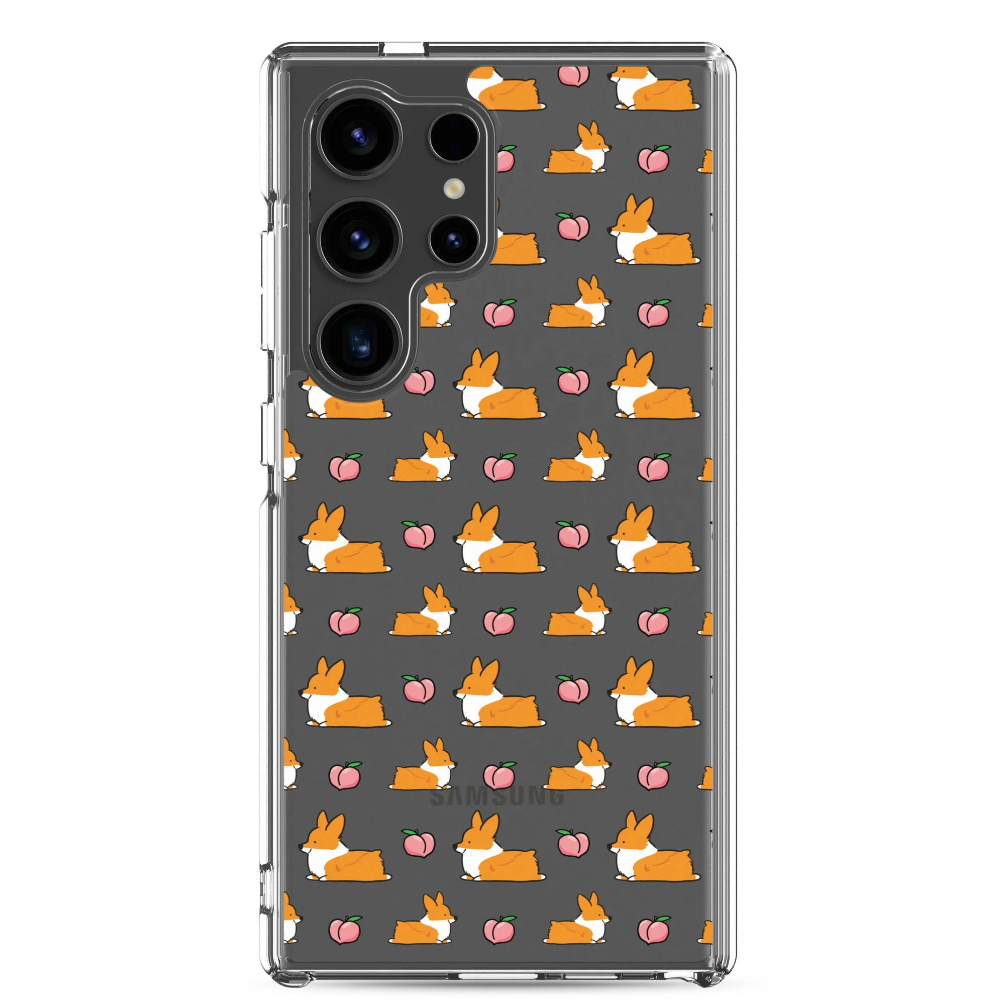 "Peach Sploot" Corgi Clear Samsung Phone Case