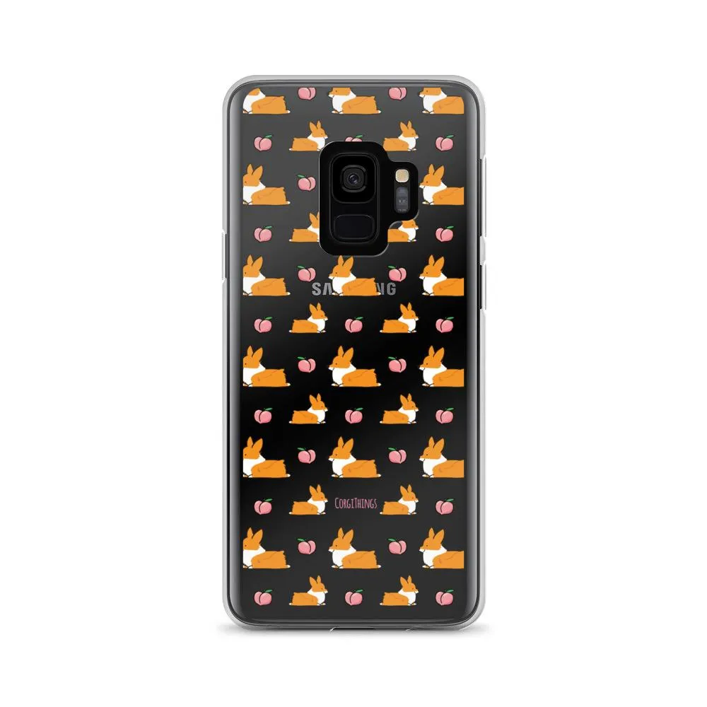 "Peach Sploot" Corgi Clear Samsung Phone Case