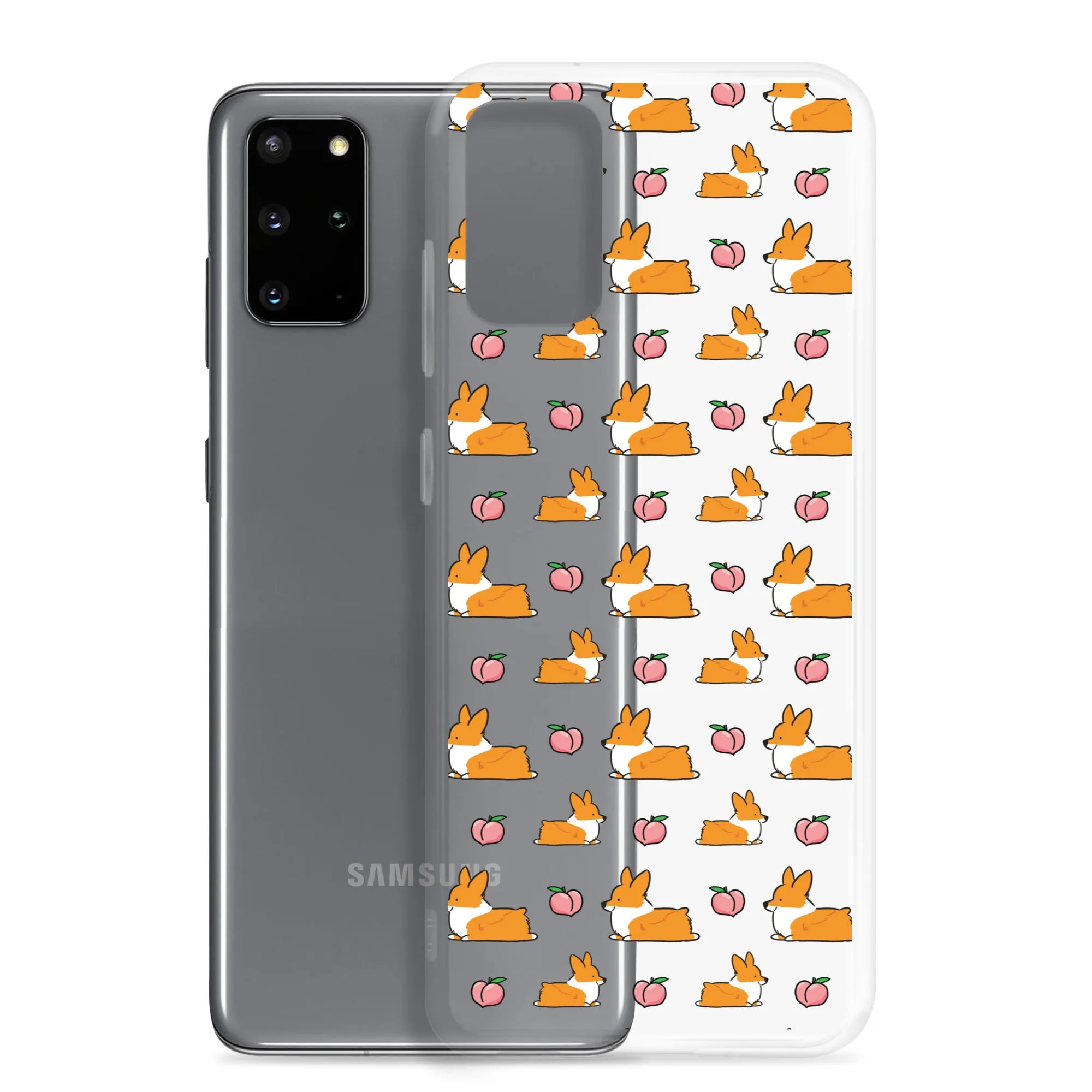 "Peach Sploot" Corgi Clear Samsung Phone Case