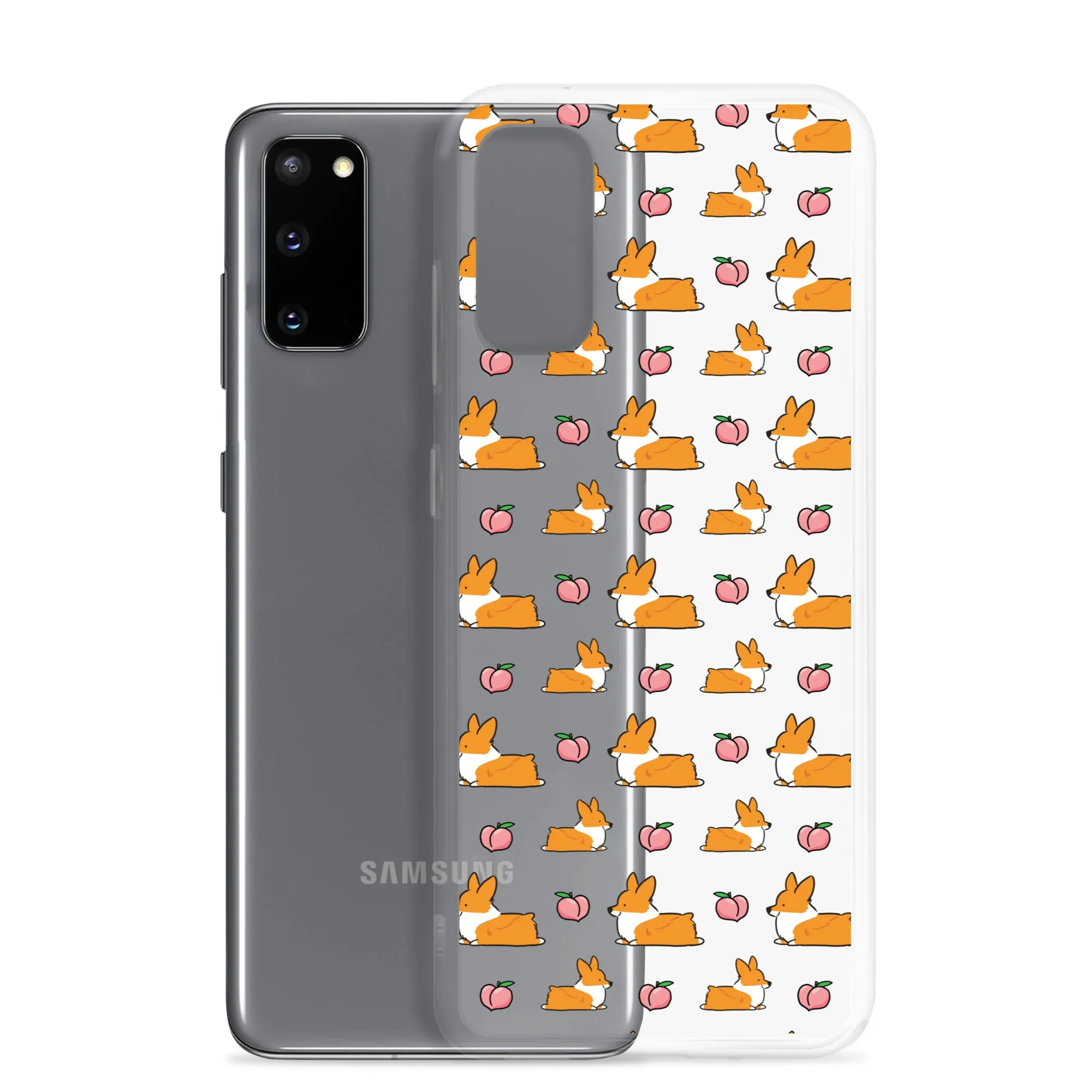 "Peach Sploot" Corgi Clear Samsung Phone Case