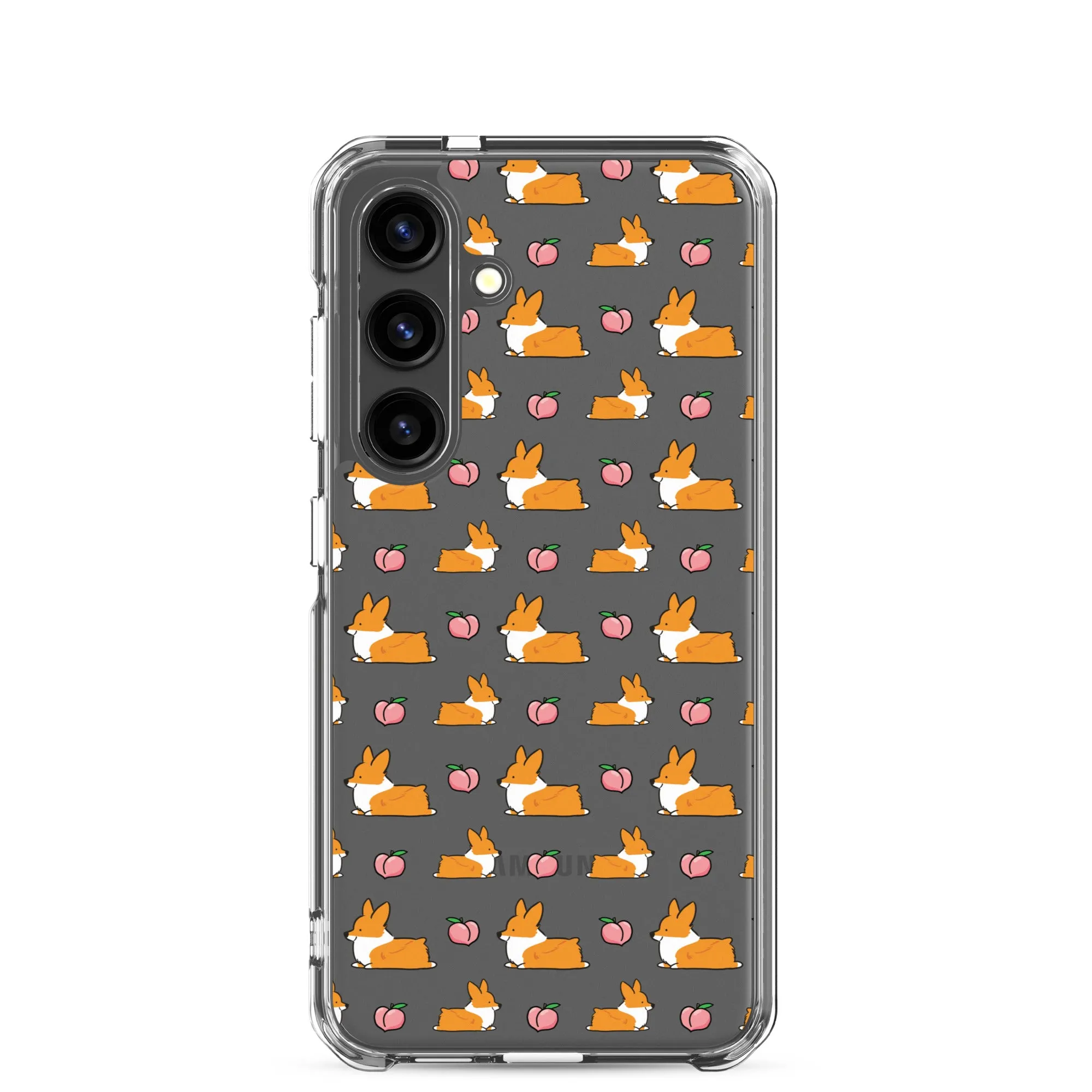 "Peach Sploot" Corgi Clear Samsung Phone Case