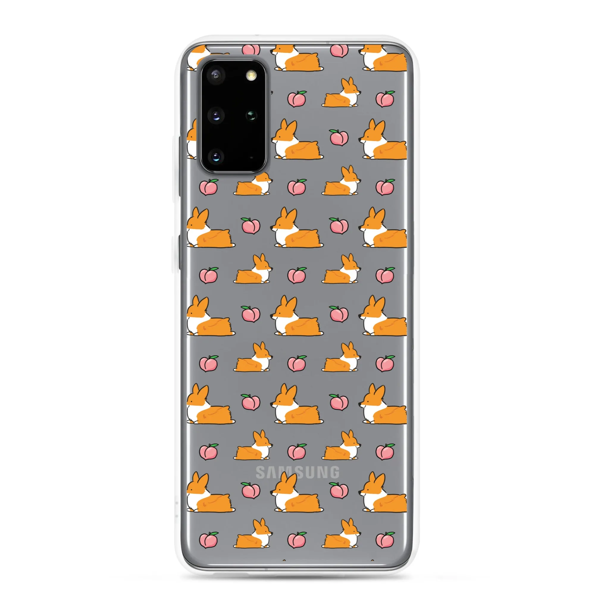 "Peach Sploot" Corgi Clear Samsung Phone Case