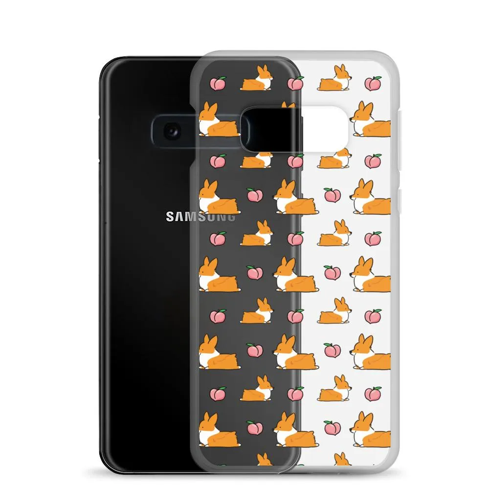 "Peach Sploot" Corgi Clear Samsung Phone Case