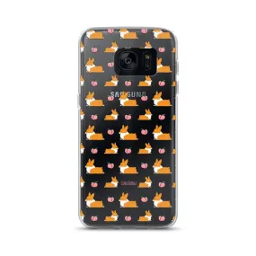 "Peach Sploot" Corgi Clear Samsung Phone Case