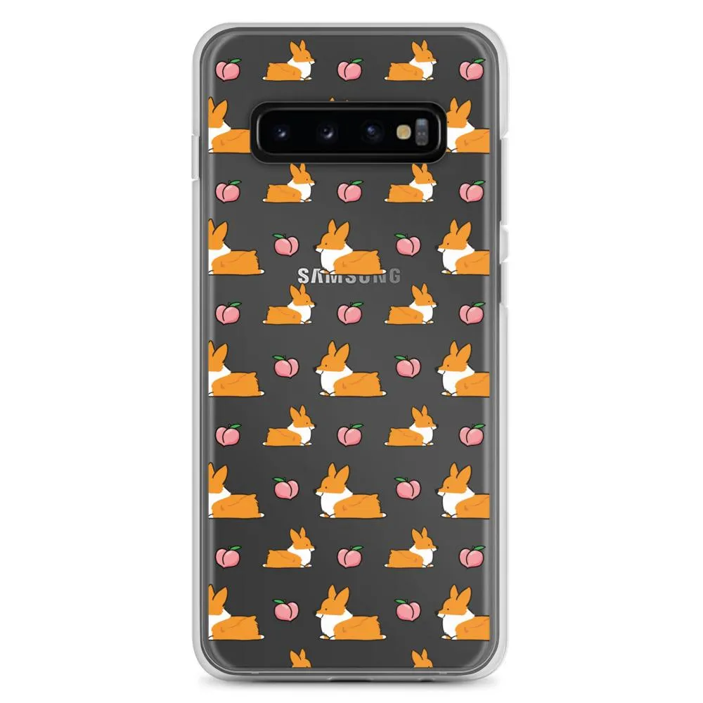 "Peach Sploot" Corgi Clear Samsung Phone Case