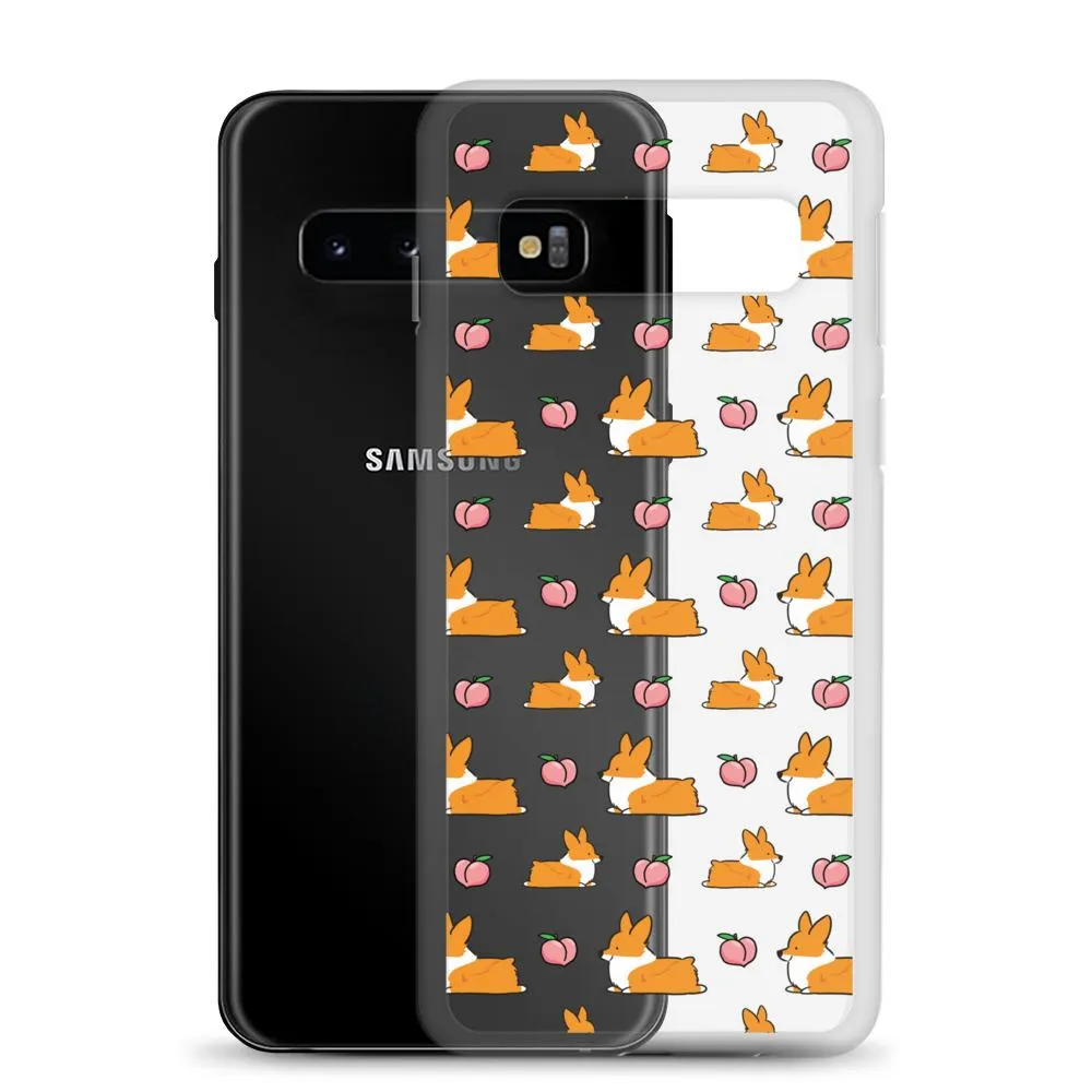 "Peach Sploot" Corgi Clear Samsung Phone Case