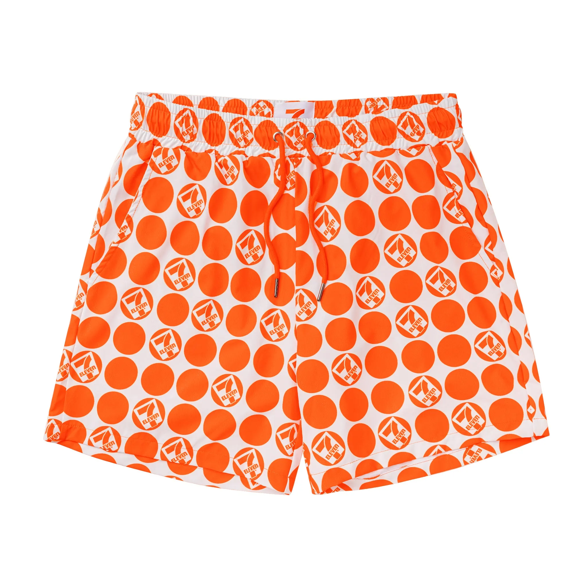 Retro 7-Eleven® Dot Walk Shorts - Orange