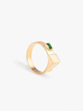 Ring Refined Brutalism Emerald 14kt Solid Gold