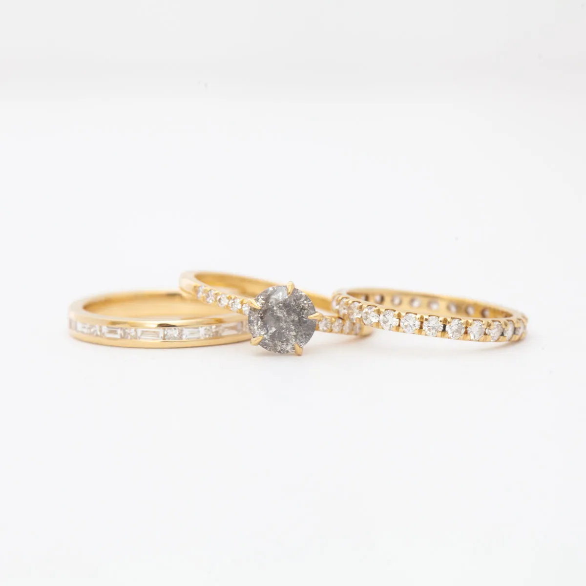 Salt and Pepper Diamond Vault Five-Prong Solitaire