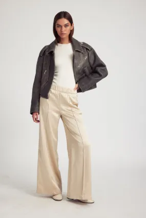 Sand Silk Wide Leg Pintuck Pants