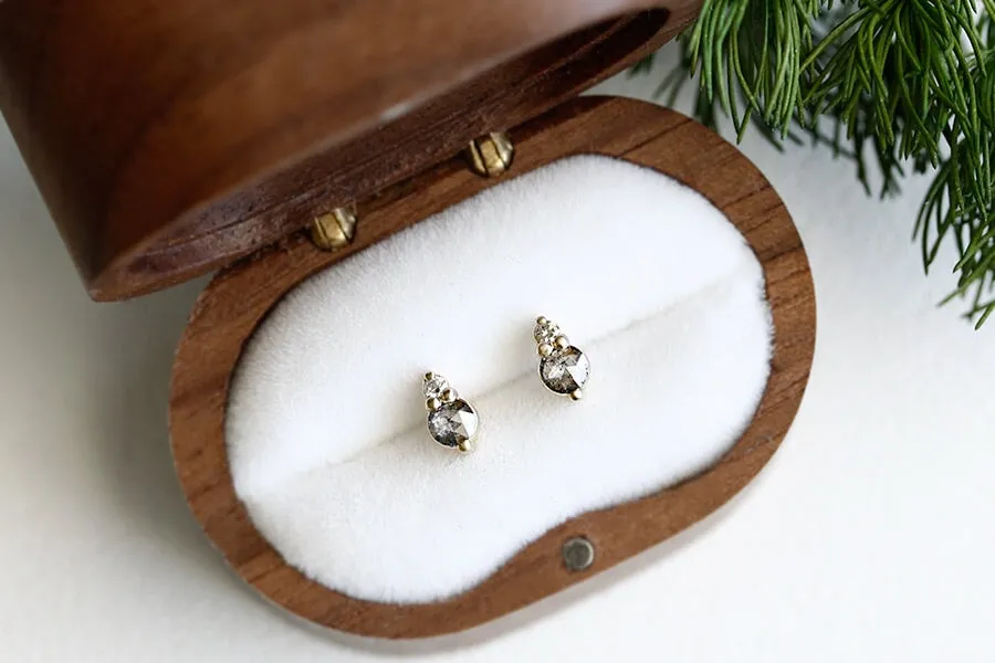 Seedling Salt   Pepper Diamond Studs