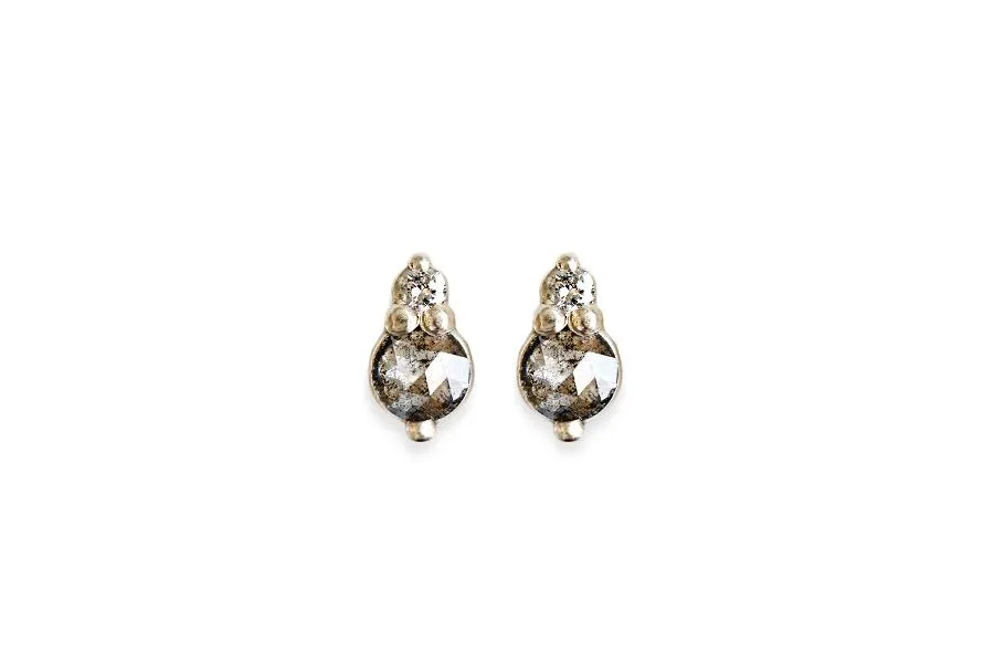 Seedling Salt   Pepper Diamond Studs