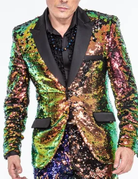 sequin tuxedo, with multi color sequin pants