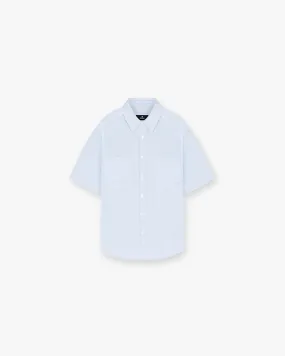 Short Sleeve Pinstripe Shirt - Baby Blue