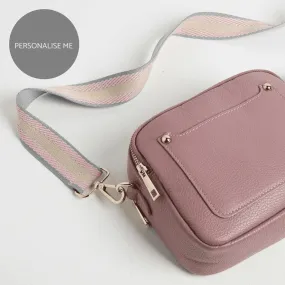 Sienna Crossbody Bag in Antique Pink with Pastel Strap