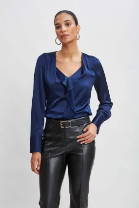 Silk Satin Contour Ruffle Shirt