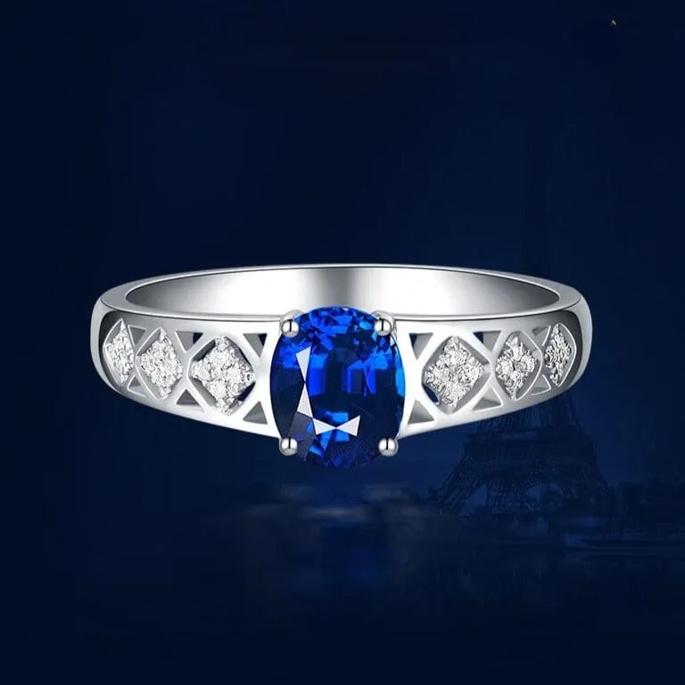 Simple Fashion Brilliant Sapphire Adjustable Ring - 925 Sterling Silver