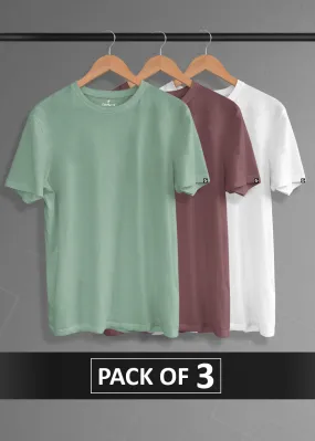 Solid Half Sleeve T-Shirt Men Combo - Pack of 3