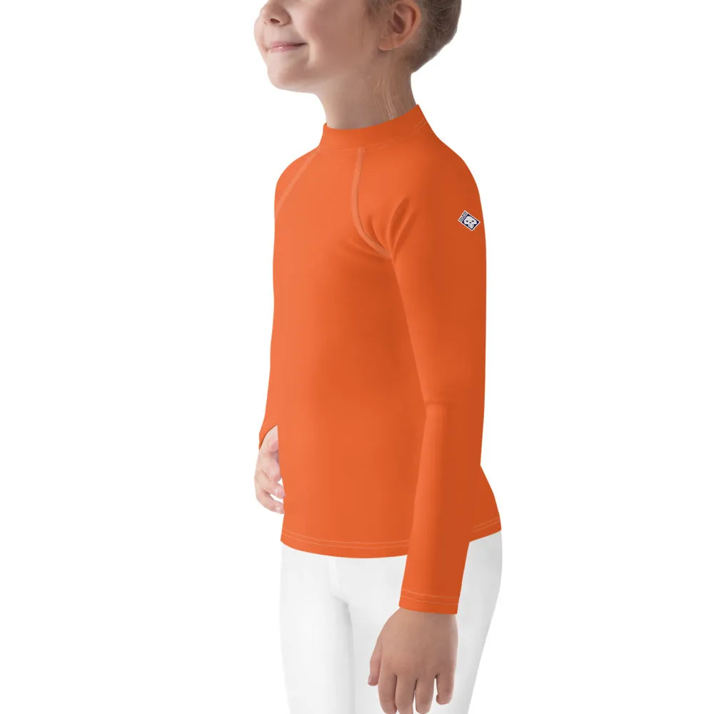 Splash-Ready Style: Solid Color Rash Guards for Young Girls - Flamingo